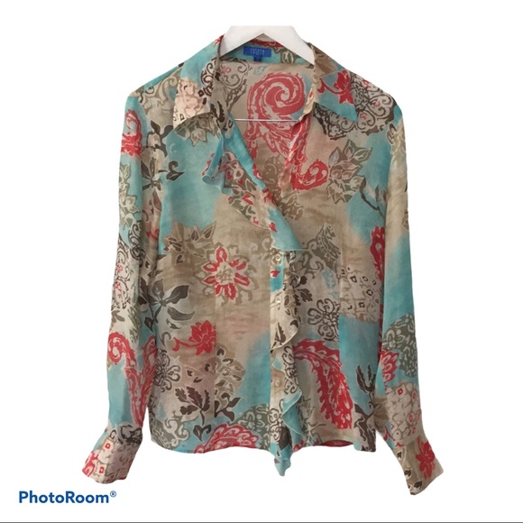 🌷 ESCADA Sport Silk Blouse, Size 42 - Picture 1 of 8